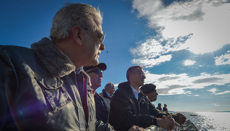 NATO Secretary General Jens Stoltenberg on board of the Greek Frigate HNS Salamis 