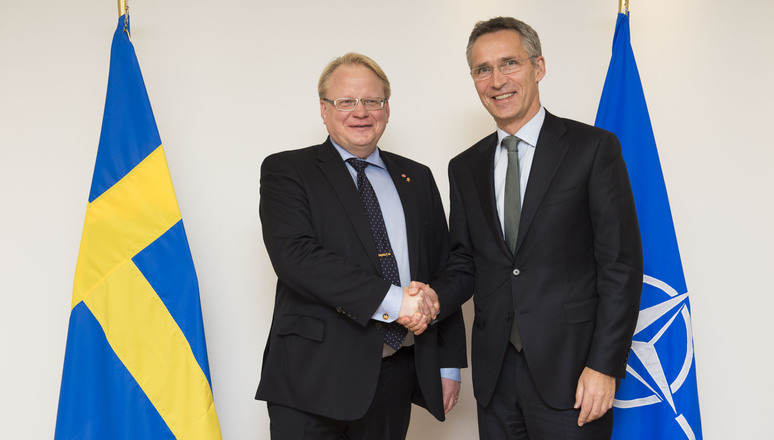 NATO Secretary General Jens Stoltenberg and Swedish Defence minister Peter Hultqvist