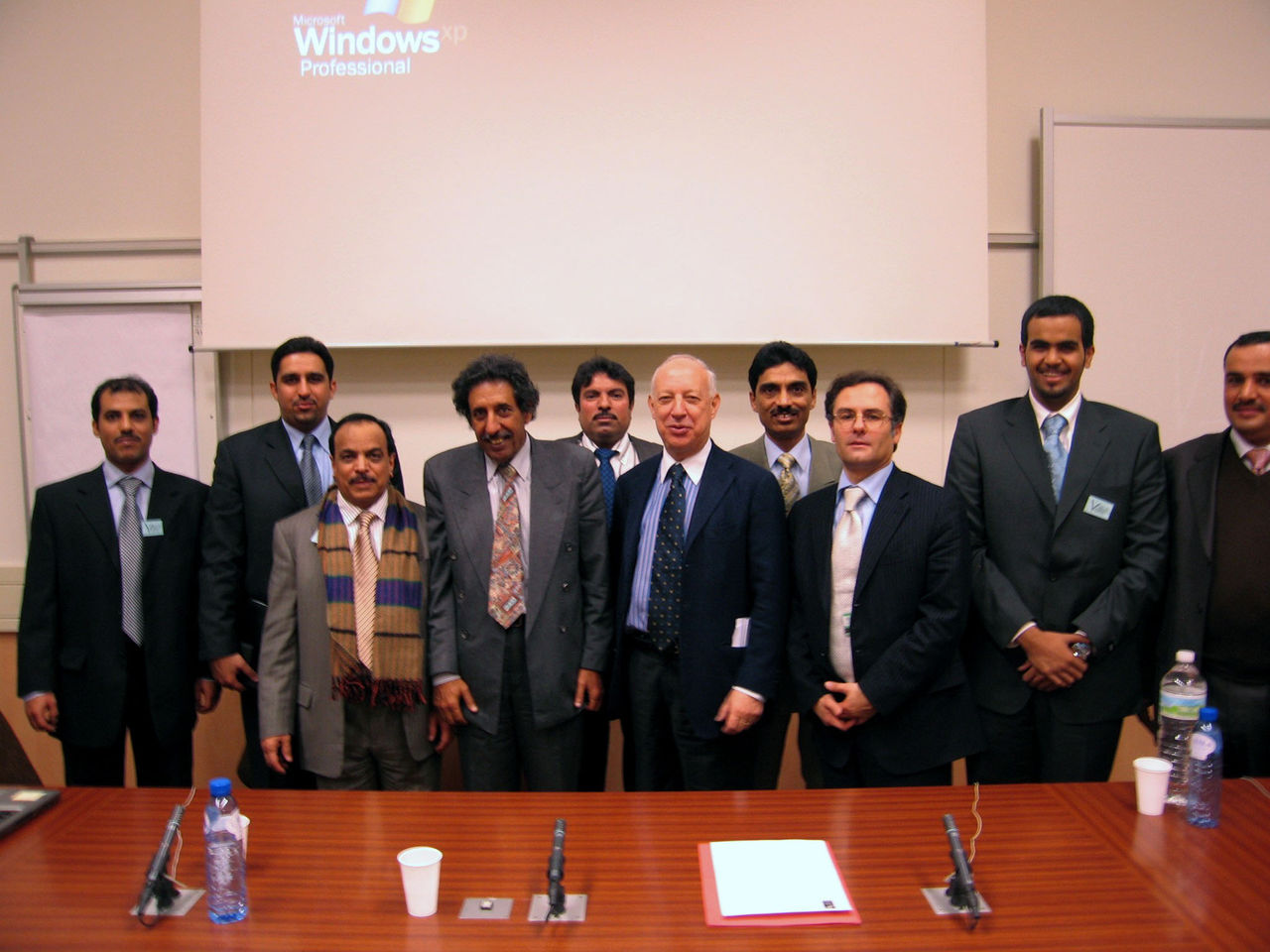 From left to right: Mr. Nassir Ali Al Khater, Legal Researcher at the Shoura Council of Qatar,  Mr. Mohammed Abdulaziz Al Ansari, Assistant General Director of External Information Agency, Mr. Abdulla Khalid Al Mana, Member of the Shoura Council of Qatar, Mr. Ibrahim Mohammed Al Musnad, Member of the Shoura Council of Qatar, Brig. Salim Fahad Al Ahbabi, Qatar Armed Forces, Mr. Khalifa Ahmed Al Suaidi, Plenipotentiary Minister at the Minister of Foreign Affairs of Qatar, Sheikh Sultan Bin Saheem Al-Thani, Third Secretary at the Ministry of Foreign Affairs of Qatar, Col. Khalfan Abdulla Al Suaidi, Qatar Armed Forces
