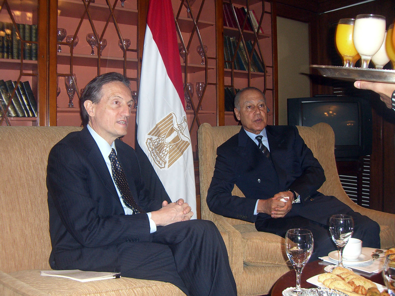 NATO Deputy Secretary General H.E. Amb. Claudio Bisogniero ; right Minister of Foreign Affairs of Egypt , H.E. Mr. Ahmed Abu El Gheit
