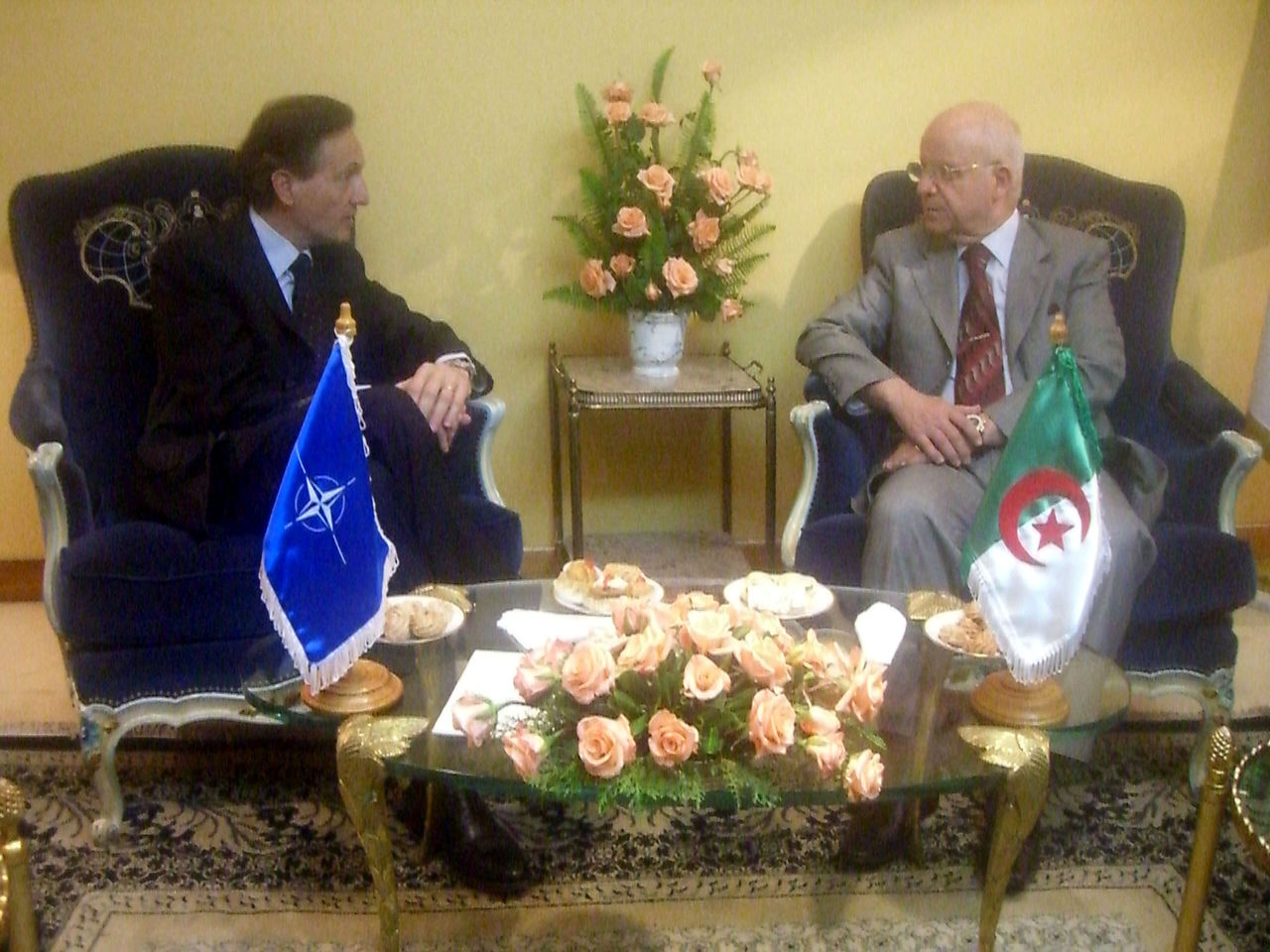 NATO Deputy Secretary General Amb. Claudio Bisogniero (left) and the Minister of Foreign Affairs of Algeria Mr. Moural Medelci (right)