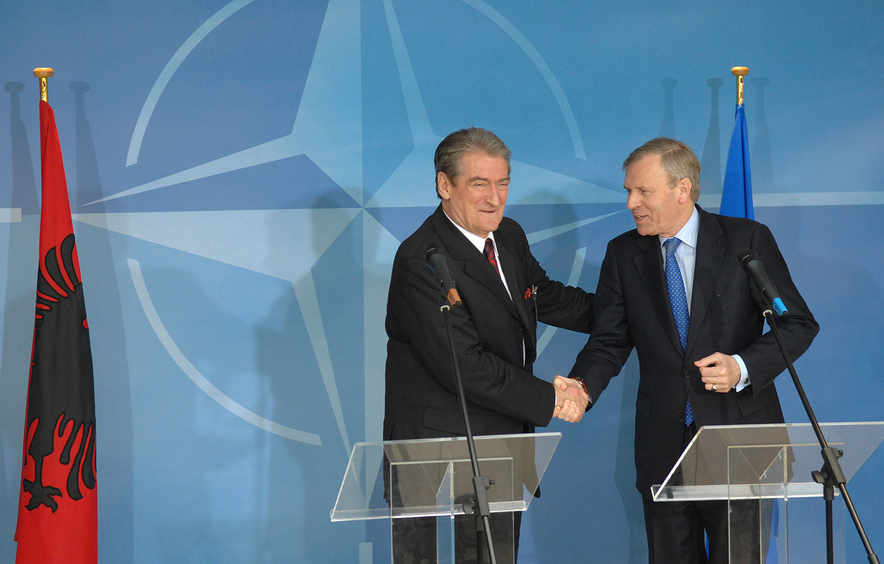 Left to right: Sali Berisha (Prime Minister, Albania) with NATO Secretary General, Jaap de Hoop Scheffer