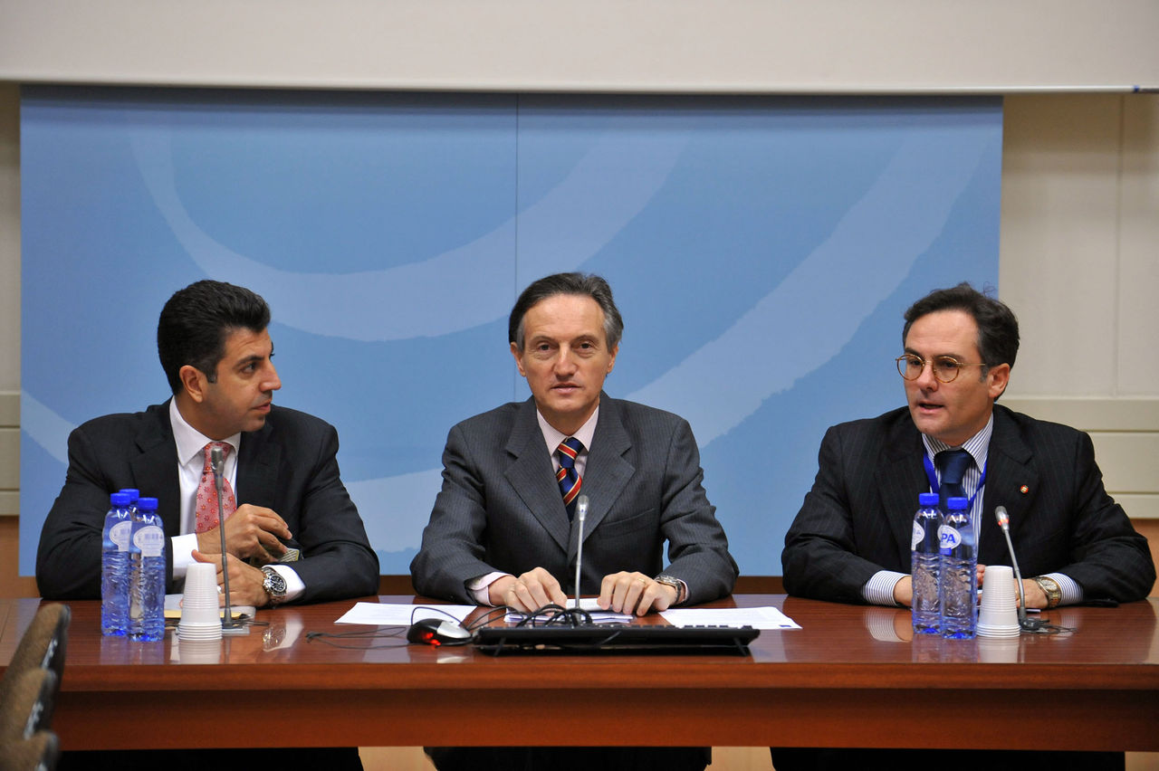 From left to right: H.E. Amb. Ahmad Masa'deh of the Hashemite Kingdom of Jordan, NATO Deputy Secretary General H.E. Amb. Claudio Bisogniero, and Nicola de Santis, Head Mediterranean Dialogue and Istanbul Cooperation Initiative Countries Section, NATO Public Diplomacy Division