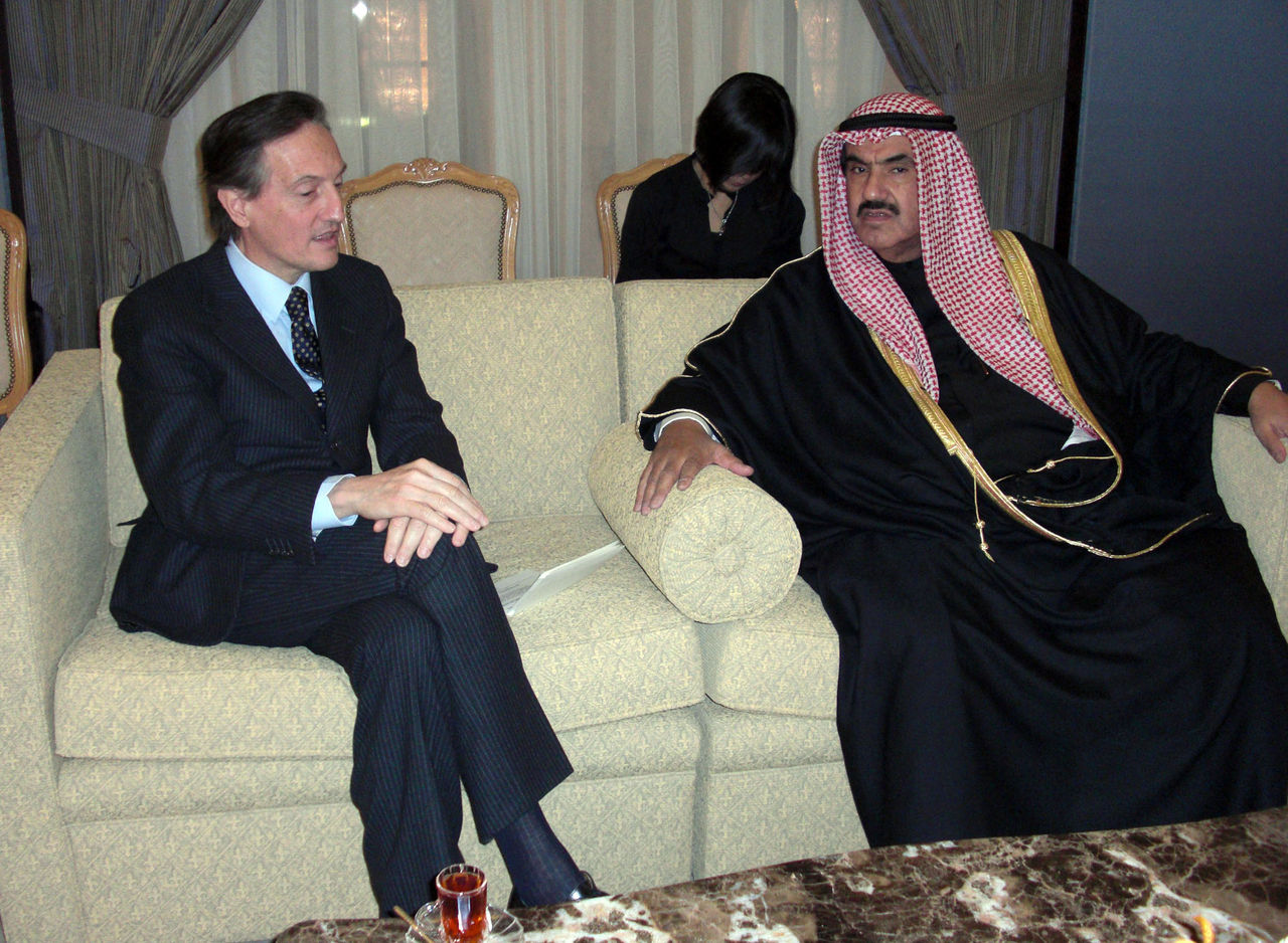 NATO Deputy Secretary General, H.E. Ambassador Claudio Bisogniero (left) holding bilateral talks with the Prime Minister of the State of Kuwait (right), his Highness Sheikh Nasser Mohammed Al-Ahmed Al-Sabah 