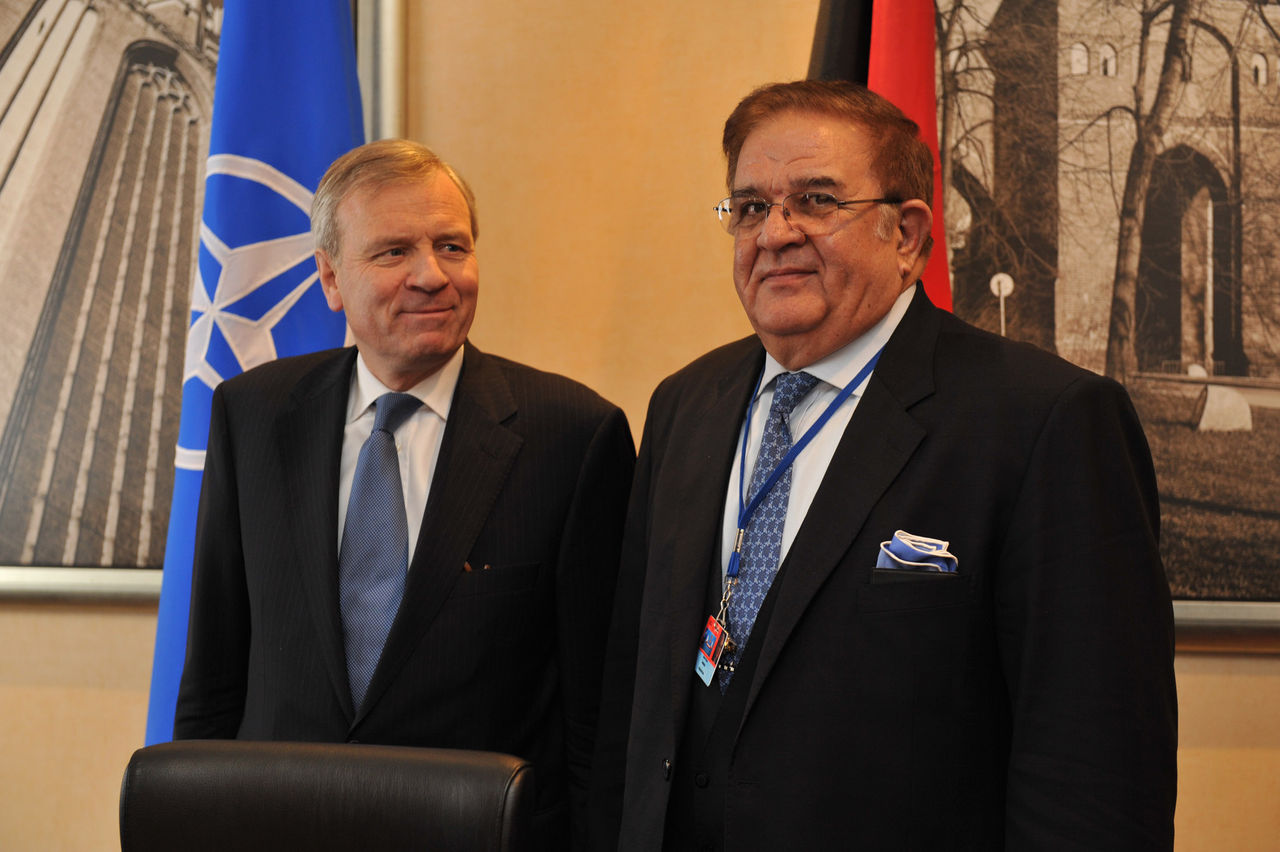 Bilateral meeting with NATO Secretary General Jaap de Hoop Scheffer and Abdul Rahim Wardak, Minister of Defence of Afghanistan