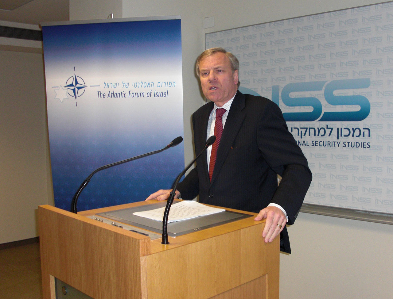 NATO Secretary General H.E. Mr. Jaap de Hoop Scheffer during his address at the event jointly organized by the Institute for National Security Studies and the Atlantic Forum of Israel