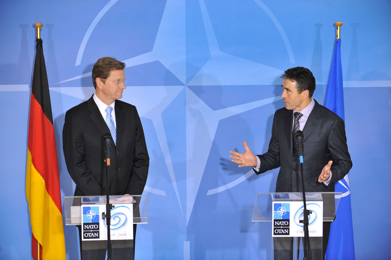 Joint press point with NATO Secretary General Anders Fogh Rasmussen and the Minister of Foreign Affairs of Germany Guido Westerwelle.