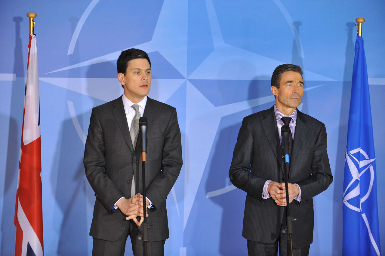 Joint press point with the Foreign Secretary of the United Kingdom, the Rt Hon David Miliband MP and NATO Secretary General Anders Fogh Rasmussen.