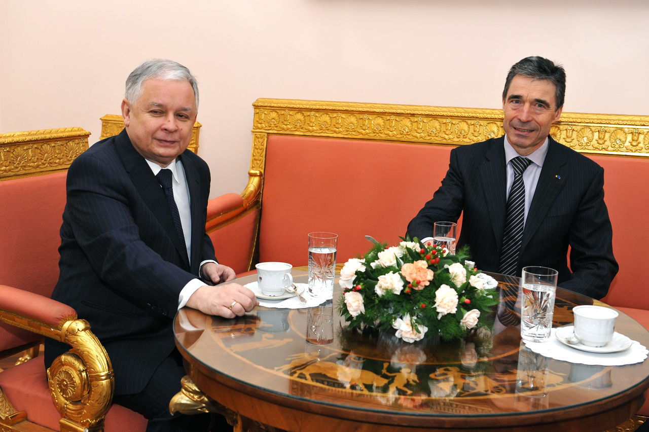 Bilateral meeting with NATO Secretary General Anders Fogh Rasmussen and  the President of Poland, Lech Kaczynski.
