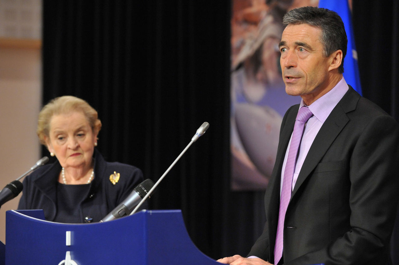 Joint Press Conference
Left to right:  Madeleine Albright and NATO Secretary General, Anders Fogh Rasmussen 