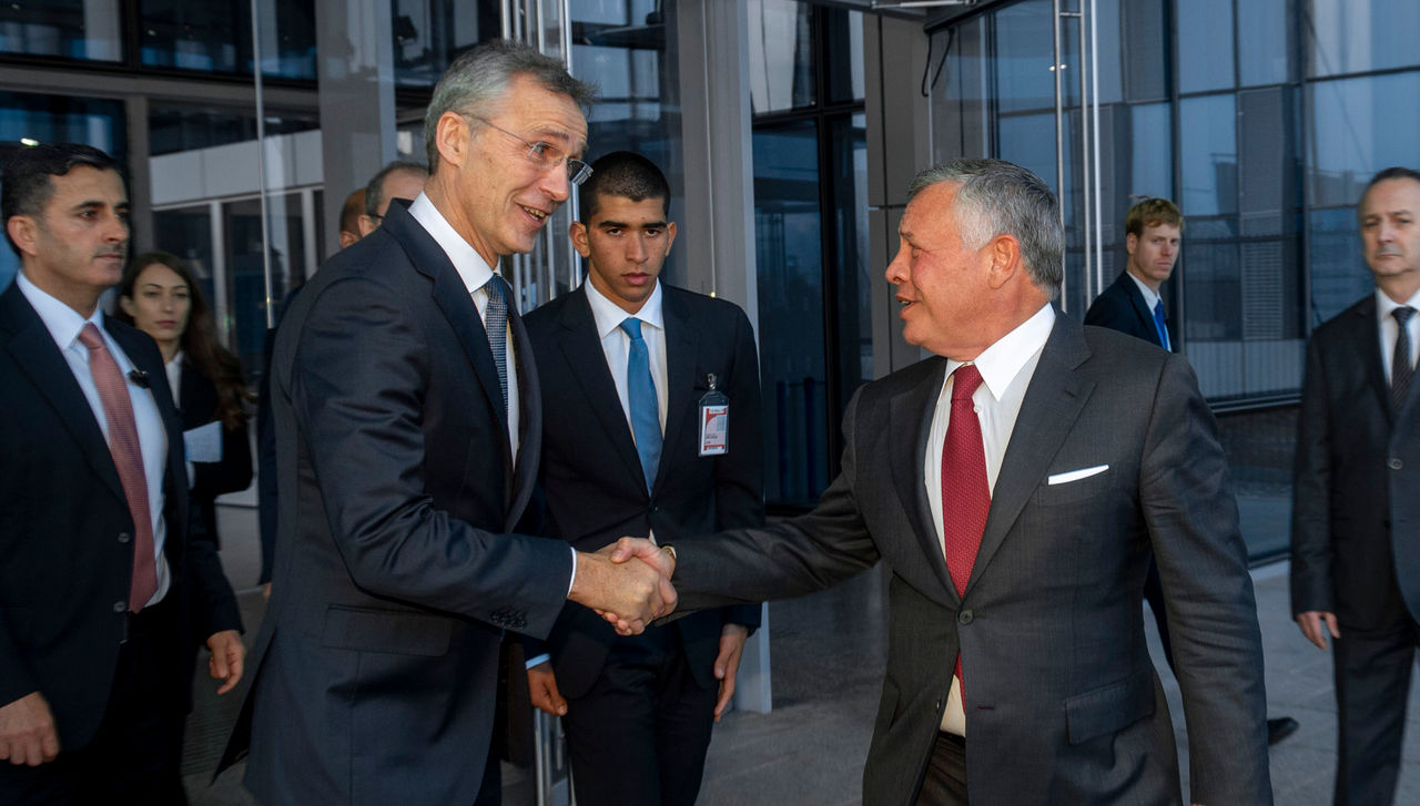 NATO Secretary General Jens Stoltenberg and His Majesty King Abdullah II ibn Al Hussein of the Hashemite Kingdom of Jordan
