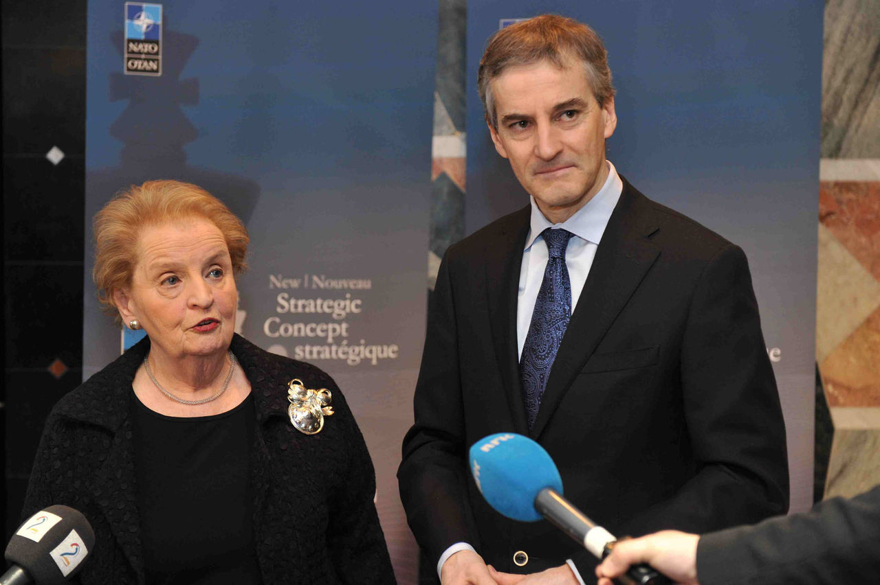 Joint press point with the Honorable Madeleine K. Albright, Chair of the Group of Experts and Jonas Gahr Støre, Foreign Minister of Norway.