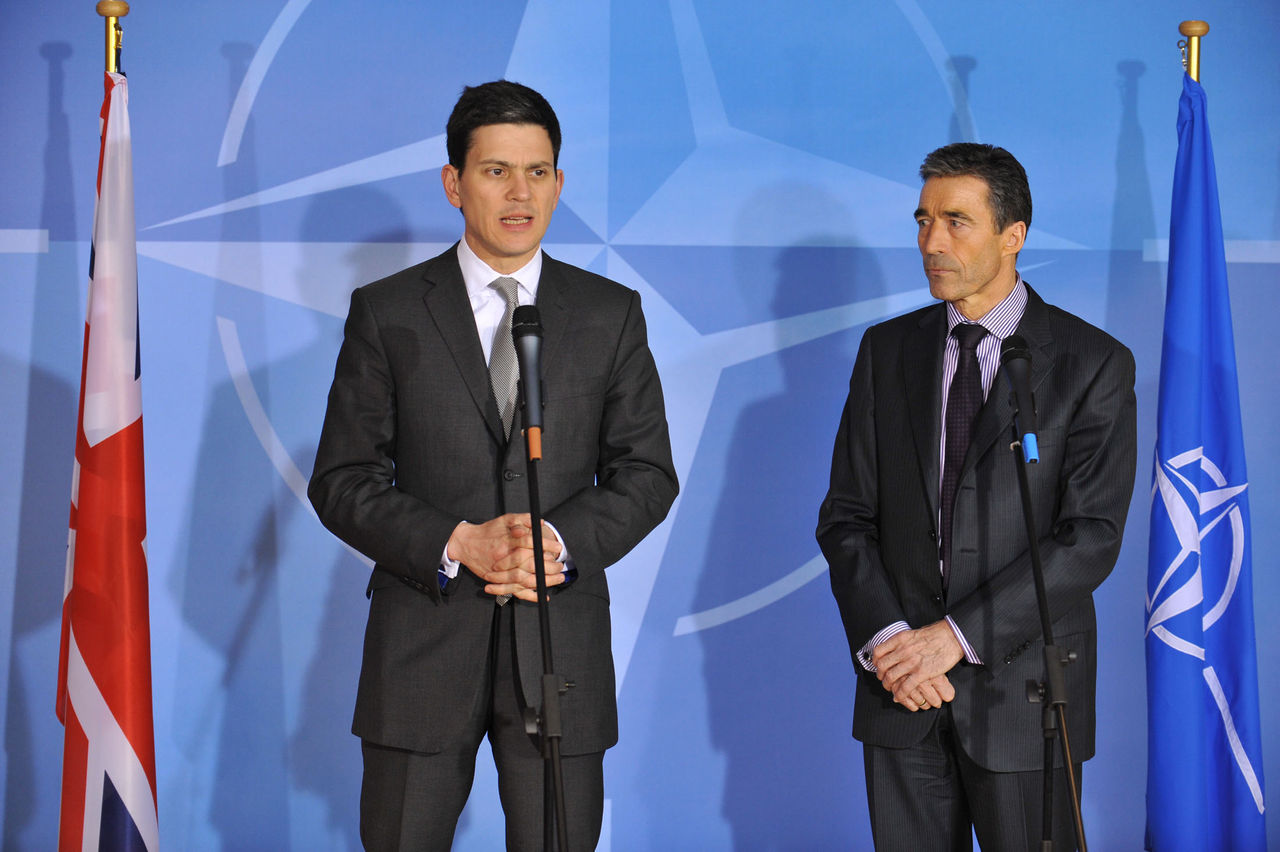 Joint press point with the Foreign Secretary of the United Kingdom, the Rt Hon David Miliband MP and NATO Secretary General Anders Fogh Rasmussen.