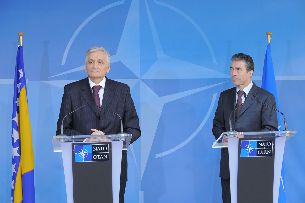 Joint press point with NATO Secretary General Anders Fogh Rasmussen and the Chairman of the Council of Ministers of Bosnia and Herzegovina, Mr. Nikola Spiric.