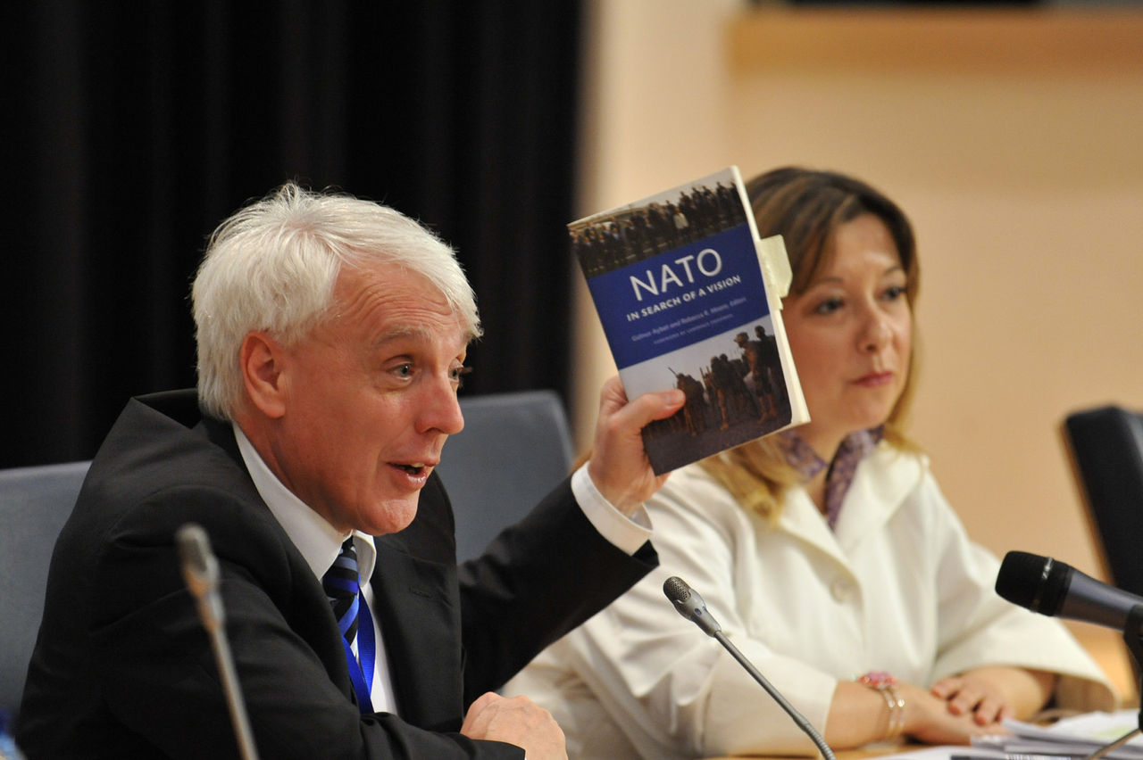 Book Talk
Left to right: discussant, Jamie Shea (Head of Policy Planning) and Dr. Gulner Aybet (co-author of NATO in Search of a Vision)