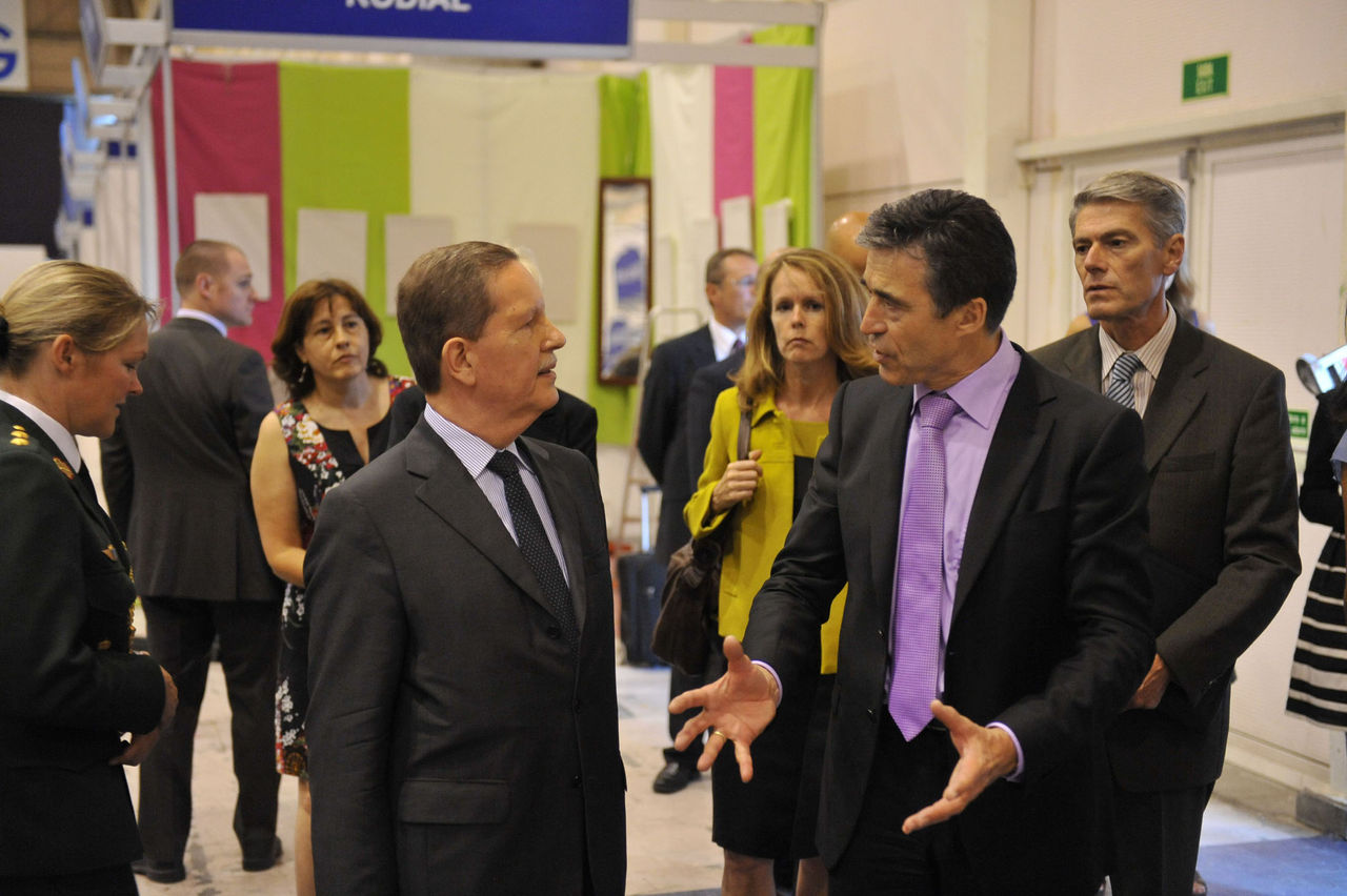 The NATO Permanent Representative for Portugal, Manuel Tomás Fernandes Pereira and NATO Secretary General Anders Fogh Rasmussen visiting the Feira Internacional de Lisboa (site of the NATO Summit in November 2010).