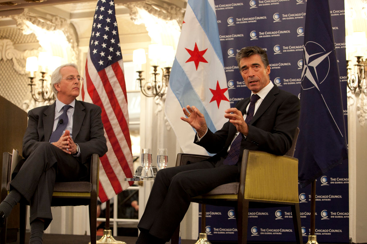 (left to right) Ambassador Ivo Daalder, president of the Chicago Council on Global Affairs and former United States permanent representative to NATO, and NATO Secretary General Anders Fogh Rasmussen