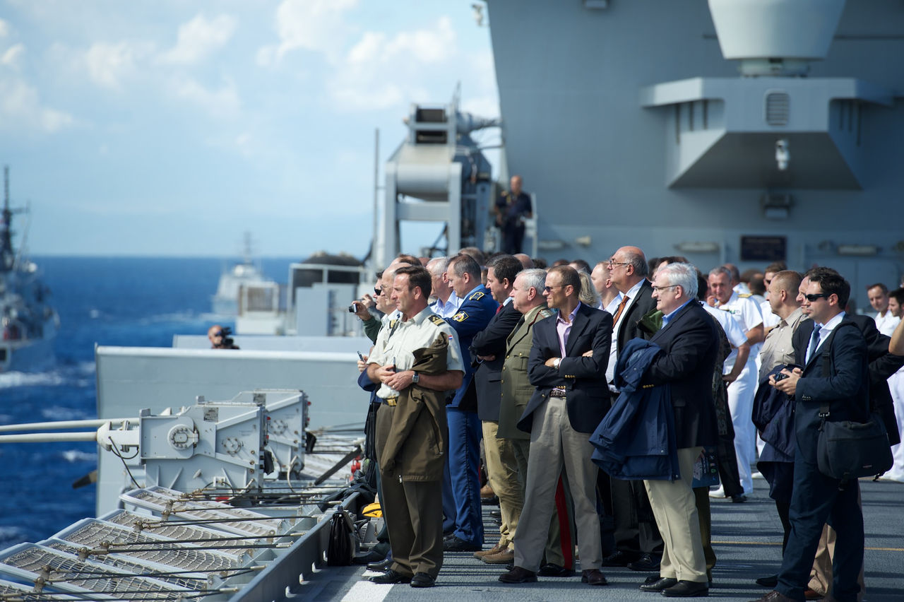 NATO Ambassadors and other senior NATO officials on board of the Italian aicraft carrier Cavour