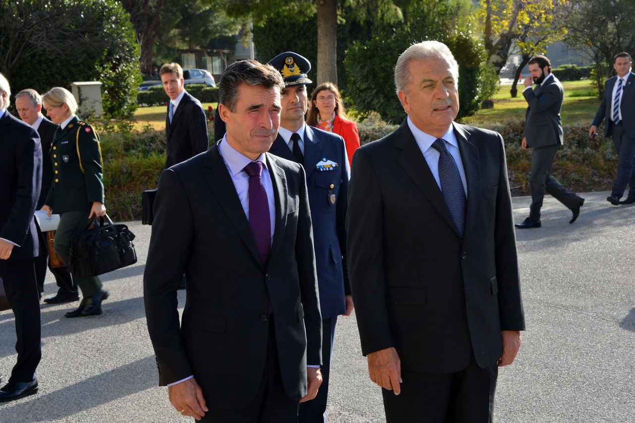 NATO Secretary General Anders Fogh Rasmussen and Dimitrios Avramopoulos, Minister of Defence of Greece