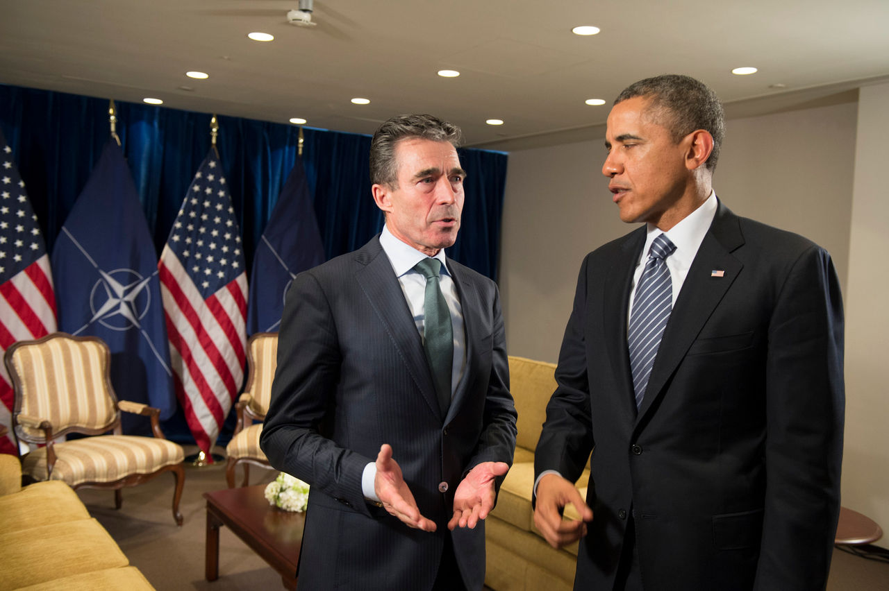 NATO Secretary General Anders Fogh Rasmussen meets with US President Barack Obama in Brussels