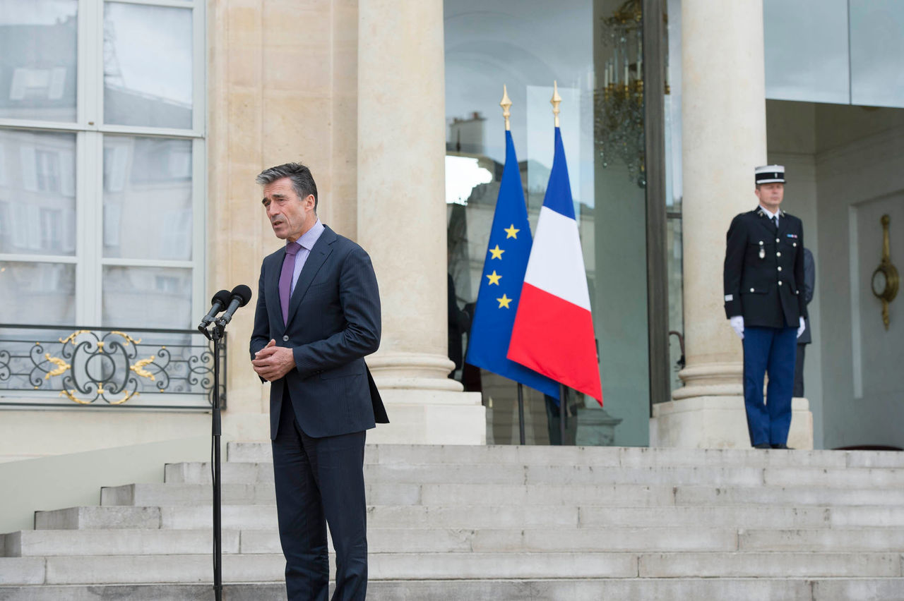 Doorstep by NATO Secretary General Anders Fogh Rasmussen after his meeting with the President of France, François Hollande