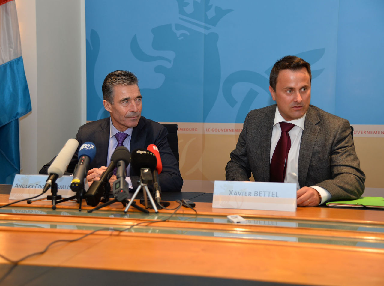 Joint press point with NATO Secretary General Anders Fogh Rasmussen and the Prime Minister of Luxembourg, Xavier Bettel