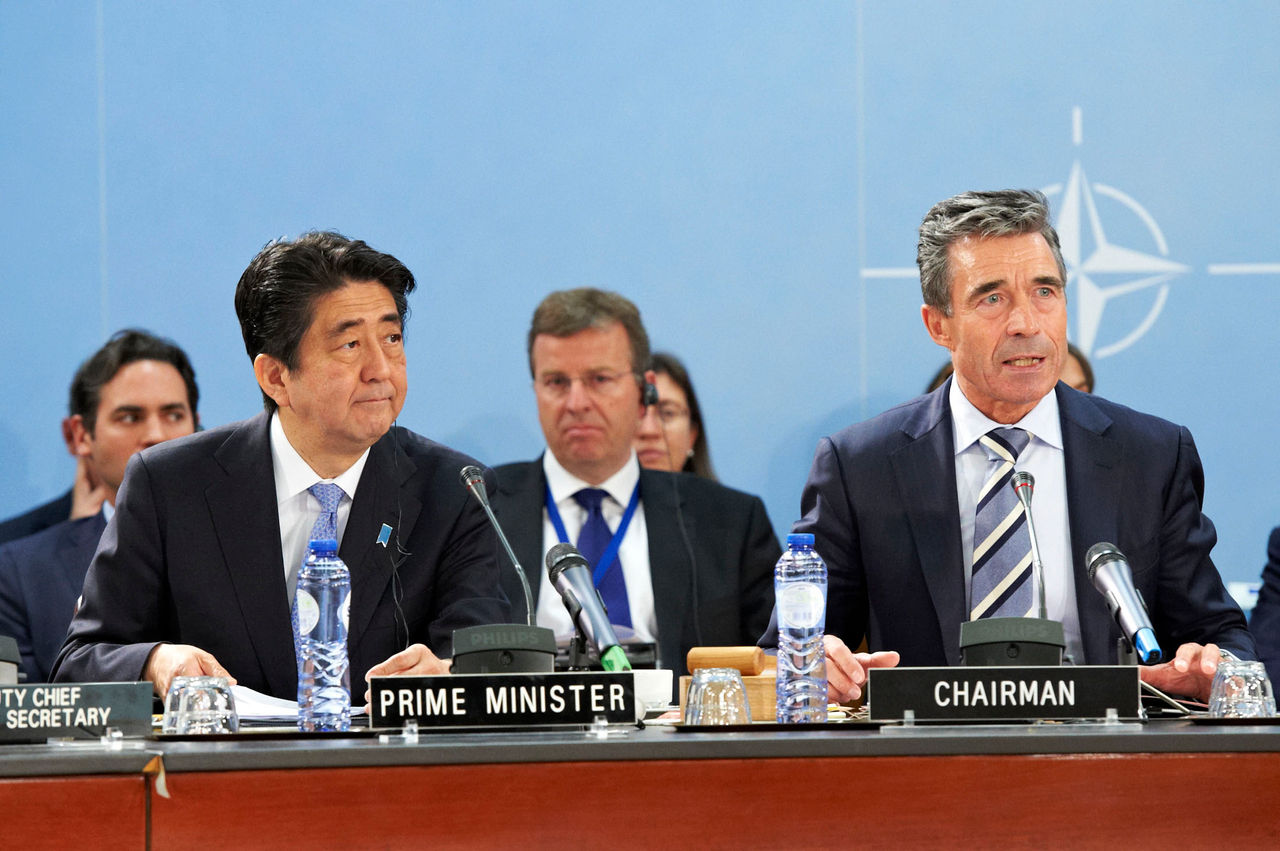 The Prime Minister of Japan, Shinzo Abe attends the North Atlantic Council meeting