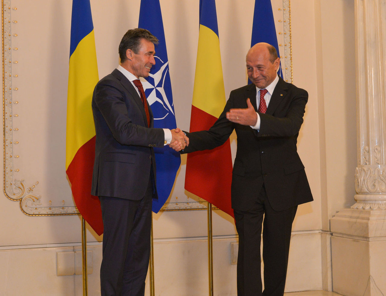Bilateral meeting with NATO Secretary General Anders Fogh Rasmussen and the President of Romania Traian Basescu