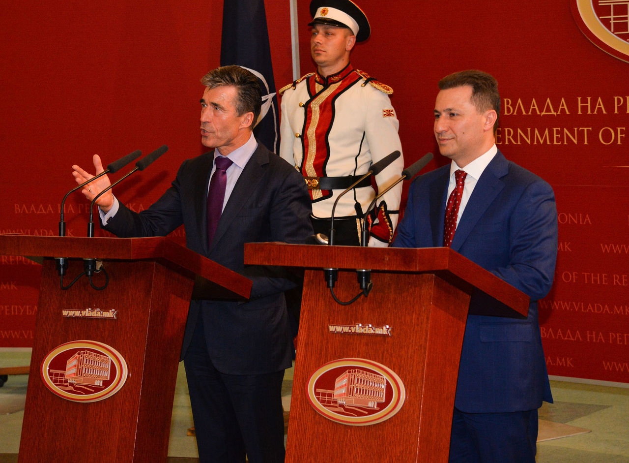 Joint press point with NATO Secretary General Anders Fogh Rasmussen and the Prime Minister of the Yugoslav Republic of Macedonia(1), Nikola Gruevski