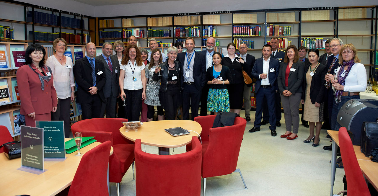 NATO Librarians Forum: group photo in the NATO Multimedia Library