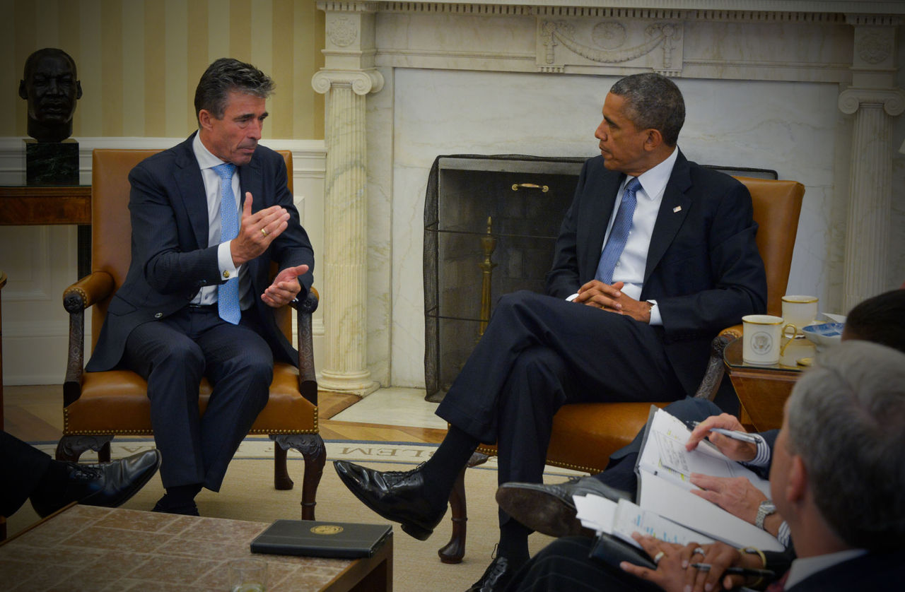 NATO Secretary General Anders Fogh Rasmussen and US President Barack Obama at the White House