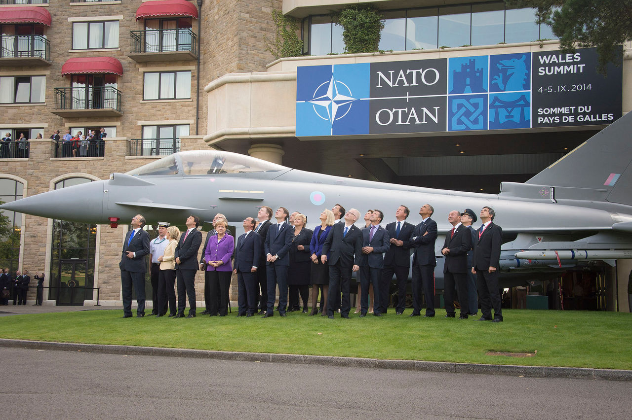 NATO Secretary General Anders Fogh Rasmussen and the Heads of State and Goverment during the Air power flypast