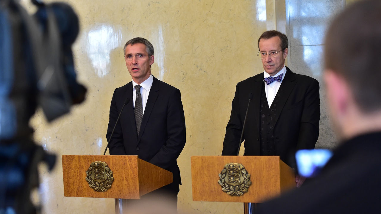 NATO Secretary General Jens Stoltenberg at the joint press point with President Toomas Ilves of Estonia