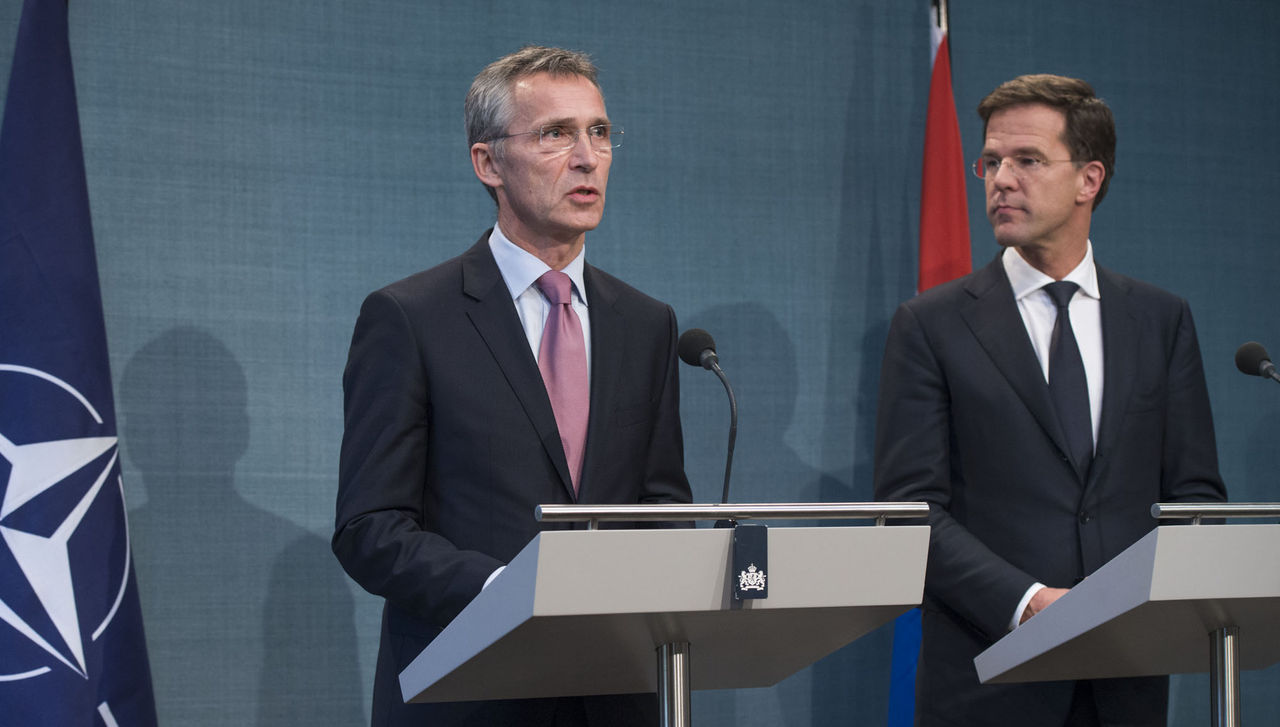 Joint press point with NATO Secretary General Jens Stoltenberg and Mark Rutte, Prime Minister of the Netherlands