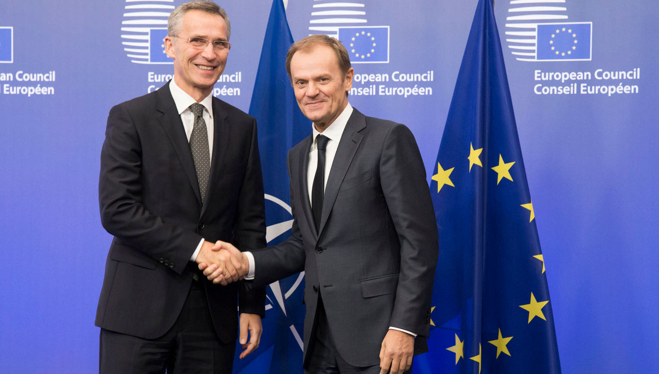 NATO Secretary General Jens Stoltenberg meets with the President of the European Council, Donald Tusk