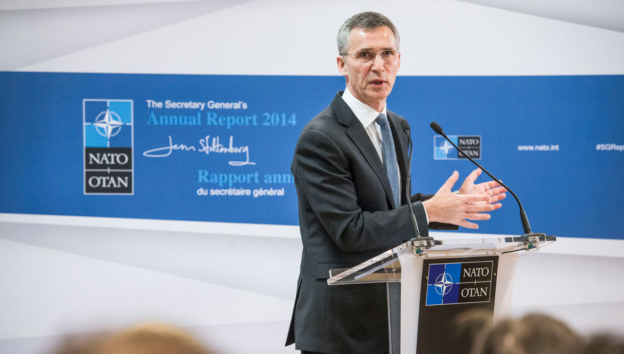 NATO Secretary General Jens Stoltenberg holding his monthly press conference