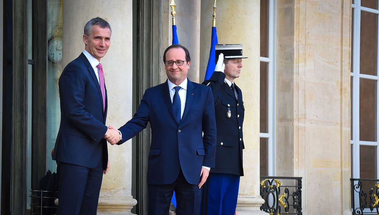 NATO Secretary General Jens Stoltenberg meets with the President of France, Francois Hollande