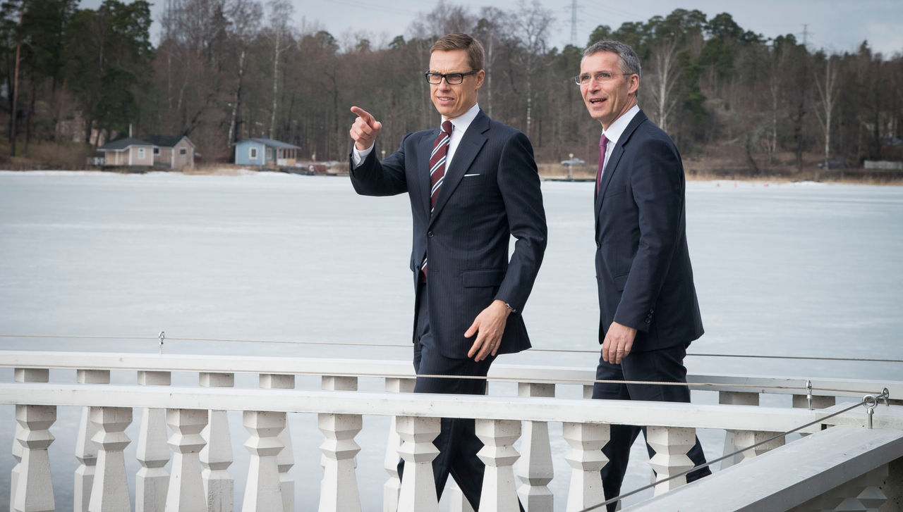 NATO Secretary General Jens Stoltenberg and the Prime Minister of Finland, Alexander Stubb