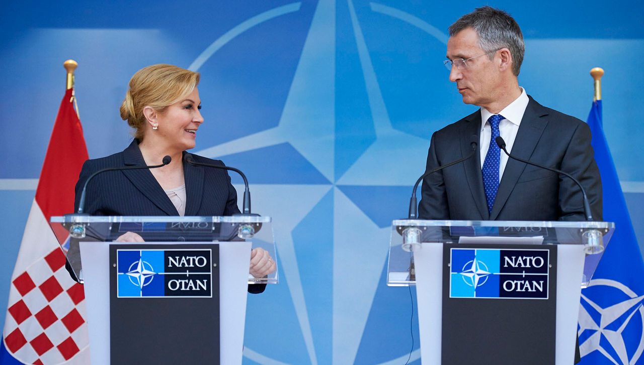 Joint press point between NATO Secretary General Jens Stoltenberg and the President of Croatia, Kolinda Grabar-Kitarovic