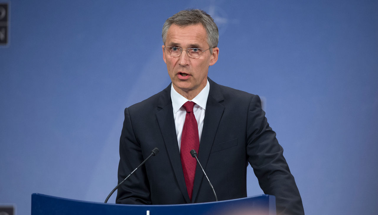 NATO Secretary General Jens Stoltenberg previews upcoming meeting of NATO Defence Ministers during a press conference given at NATO headquarters