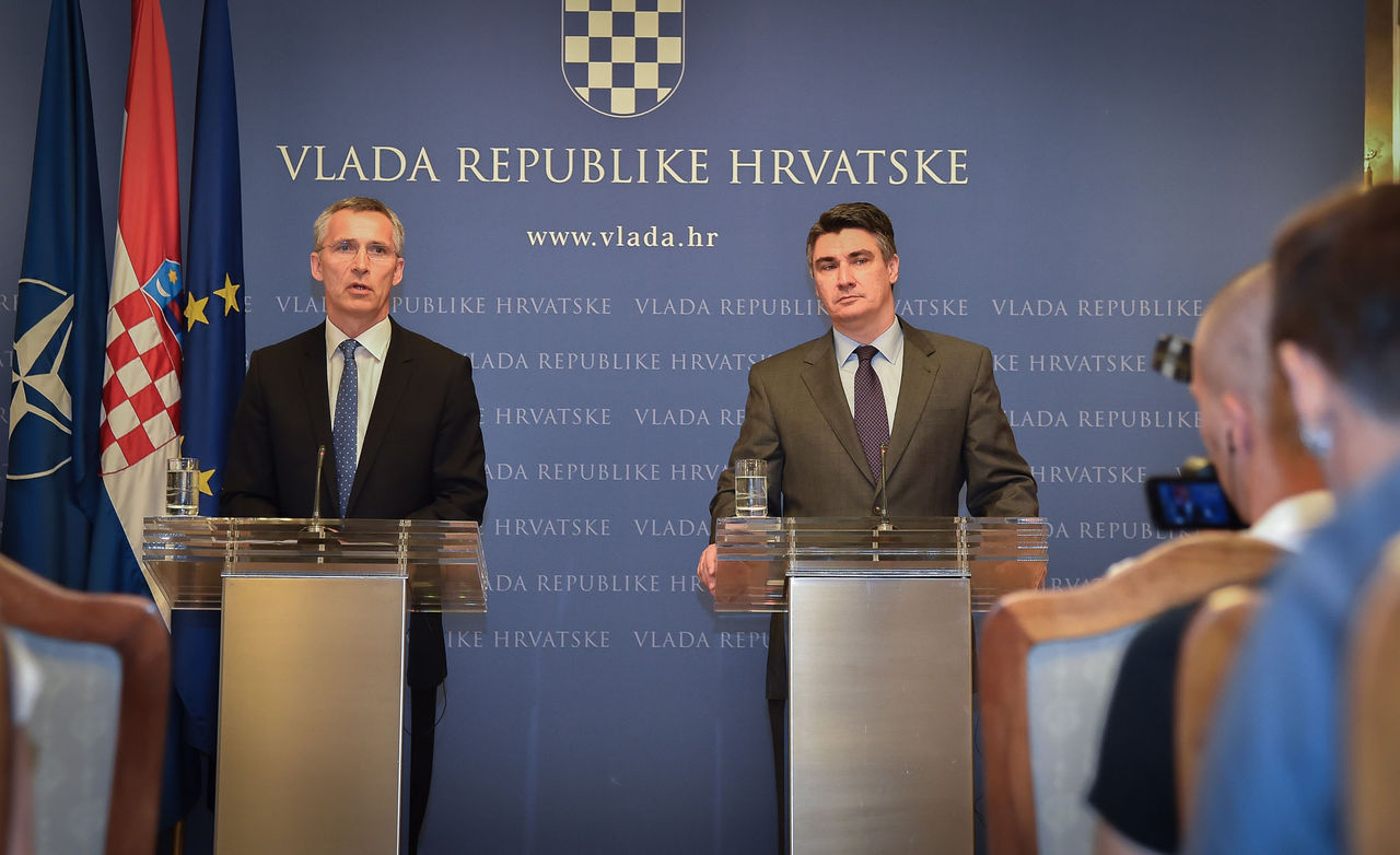 Joint press point with NATO Secretary General Jens Stoltenberg and the Prime Minister of Croatia, Zoran Milanovic