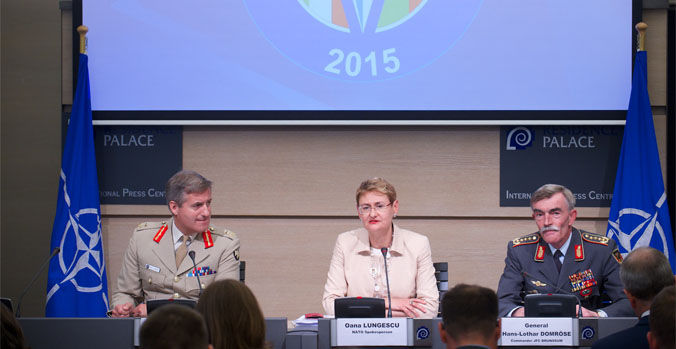 Joint press point with Lieutenant General Phil Jones, Chief of Staff Allied Command Transformation; NATO Spokesperson, Oana Lungescu and General Hans-Lothar Domrose, Commander JFC Brunssum