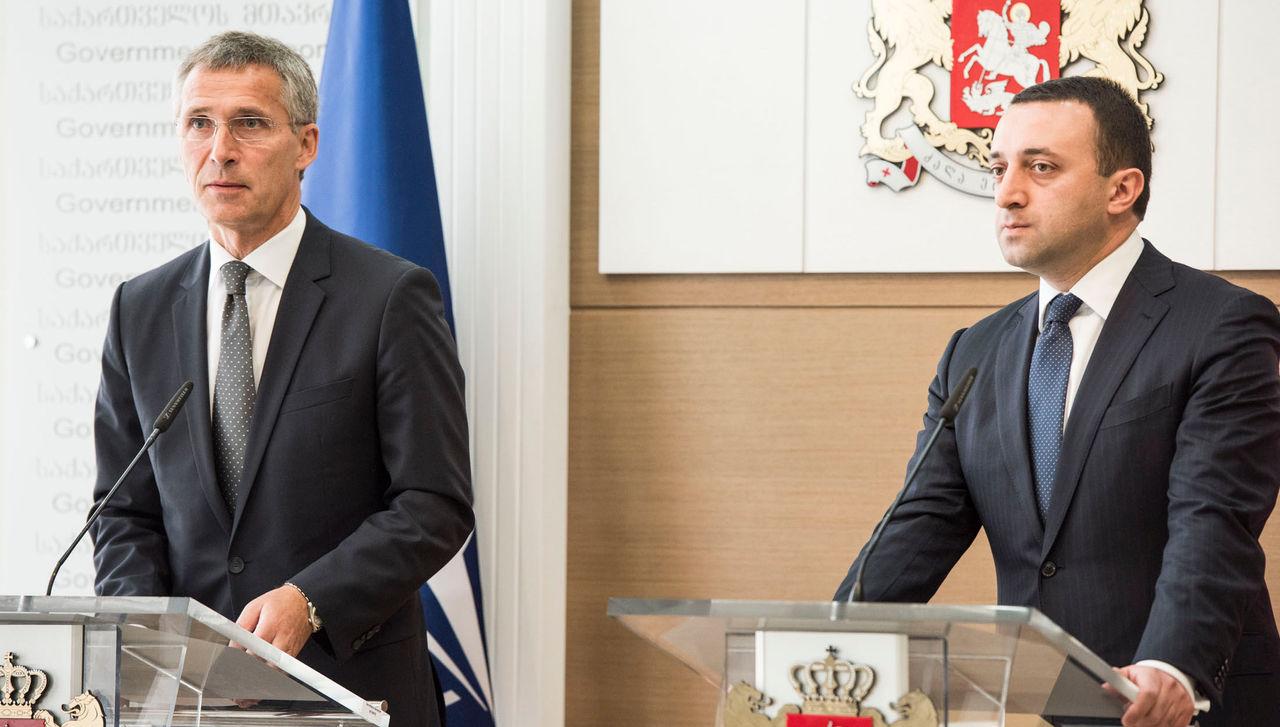 Joint press point with NATO Secretary General Jens Stoltenberg  and the Prime Minister of Georgia, Irakli Garibashvili