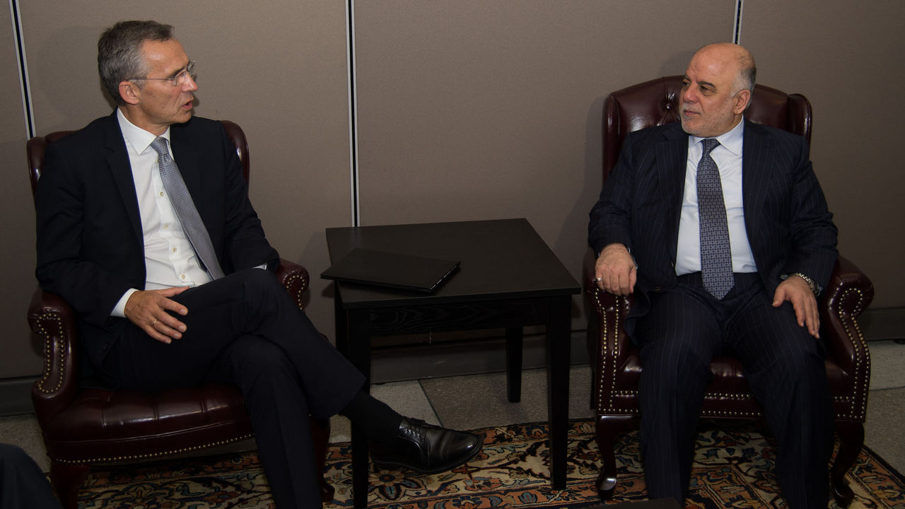 NATO Secretary General Jens Stoltenberg meets with the Prime Minister of Iraq, Haider al-Abadi