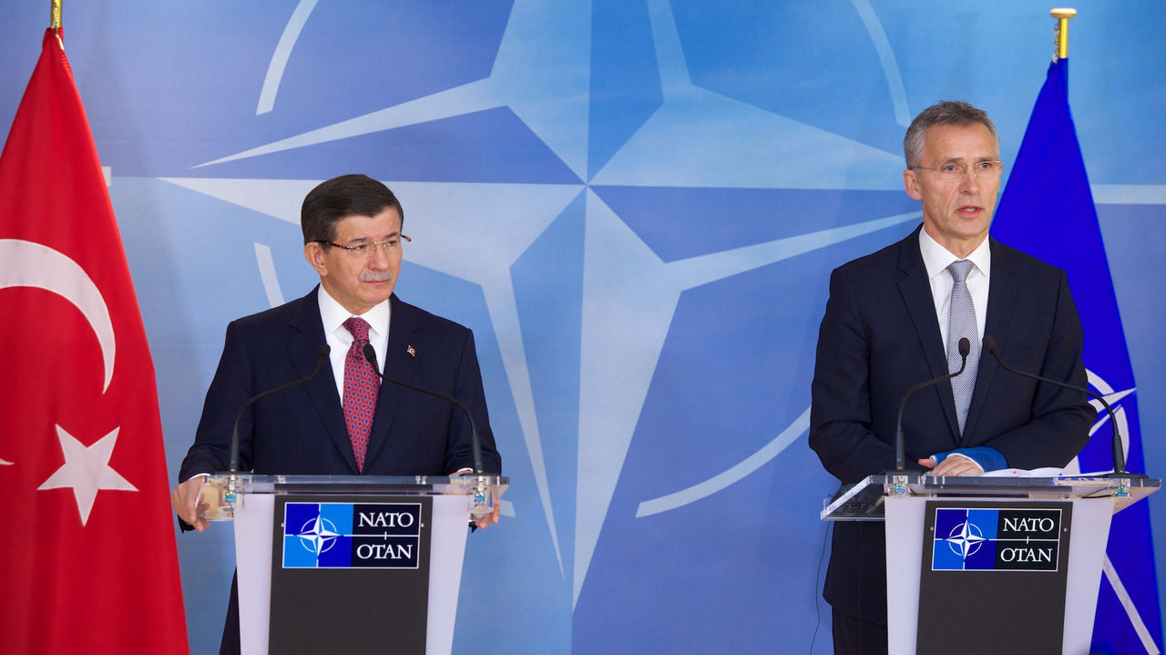 Joint press point with NATO Secretary General Jens Stoltenberg and the Prime Minister of Turkey, Ahmet Davutoglu