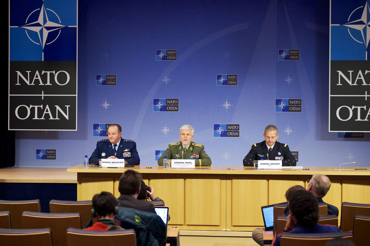 Joint press point with Supreme Allied Commander Europe, General Philip M. Breedlove, Chairman of the Military Committee, General Petr Pavel and Supreme Allied Commander Transformation, General Denis Mercier following the 174th Military Committee in Chiefs of Defence Session