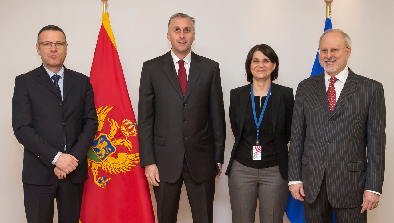 The talks are being chaired by Ambassador Thrasyvoulos Terry Stamatopoulos, NATO Assistant Secretary General for Political Affairs and Security Policy (far right). The Montenegrin delegation is led by Ambassador Dragana Radulovic, Head of the Montenegrin Mission to NATO (second from right)