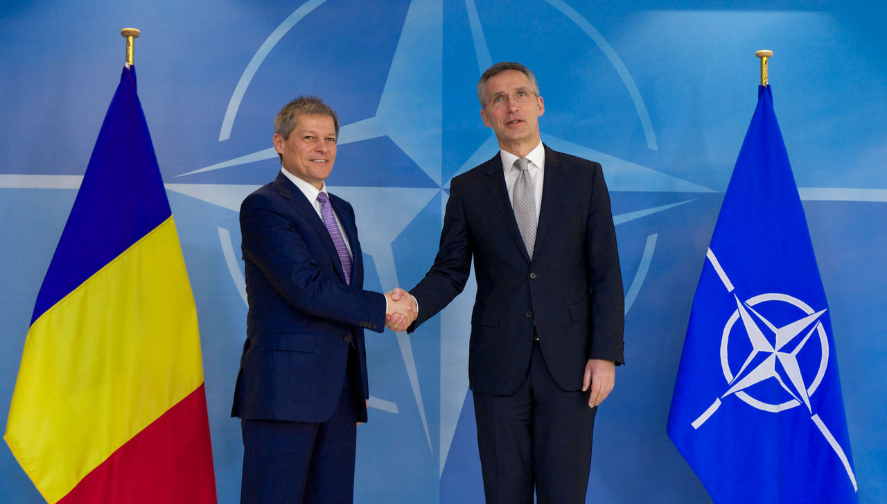 NATO Secretary General Jens Stoltenberg  and the Prime Minister of Romania, Dacian Ciolos
