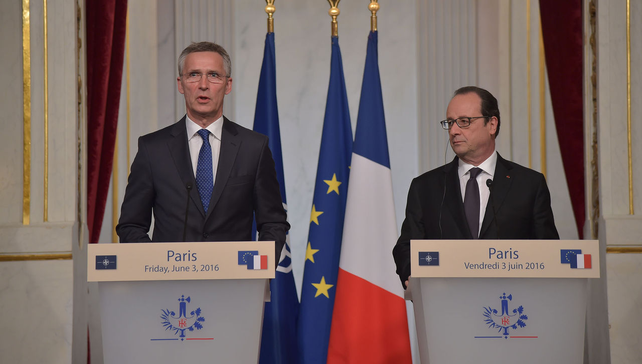 Joint press point with NATO Secretary General Jens Stoltenberg and the President of France, Francois Hollande