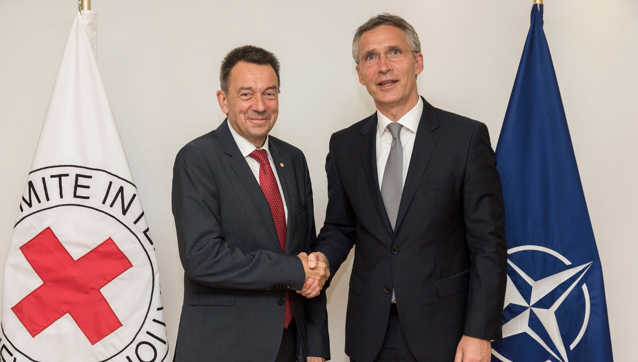 NATO Secretary General Jens Stoltenberg and the President of the International Committee of the Red Cross, Peter Maurer